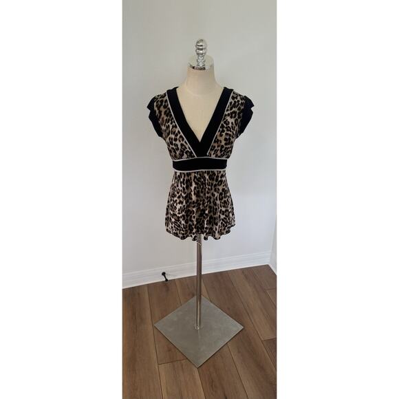 Speechless Y2K Babydoll Empire Waist Leopard Print Sleeveless Tie Back Top Sz S - Picture 11 of 12